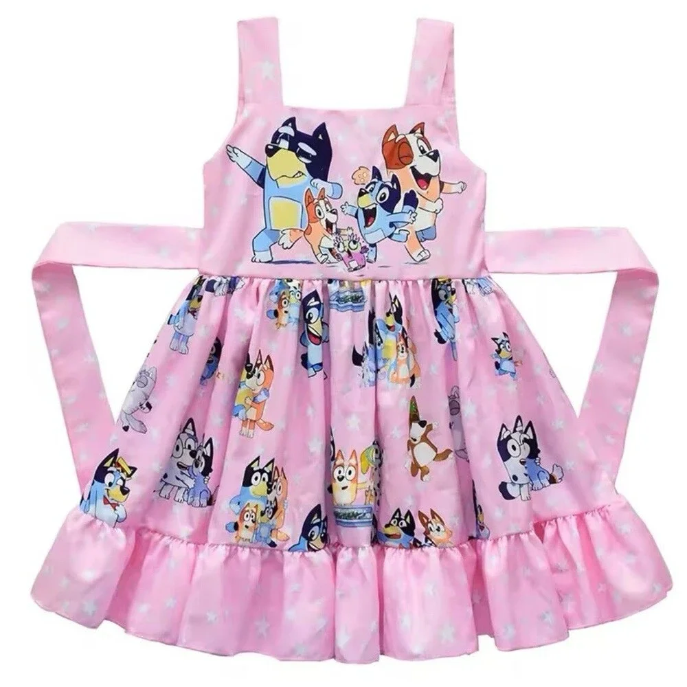 Los Angeles Boutique Girls Pink Bluey Bingo Twirl Swing Dress Princess Party 5-6